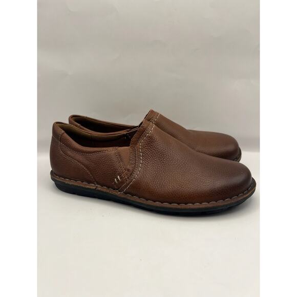 Clarks Shoes - Clarks Janice Barrie Brown Leather Slip On Shoes Women Size 8